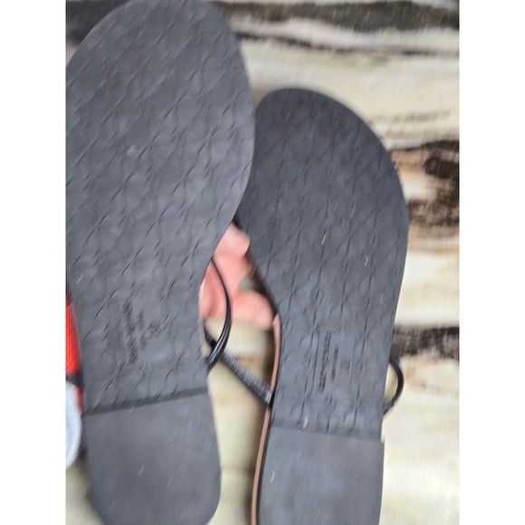 Kate Spade New York Black Pink Thong Flip Flop Sandals Flat Logo Womens 10 - Picture 6 of 8